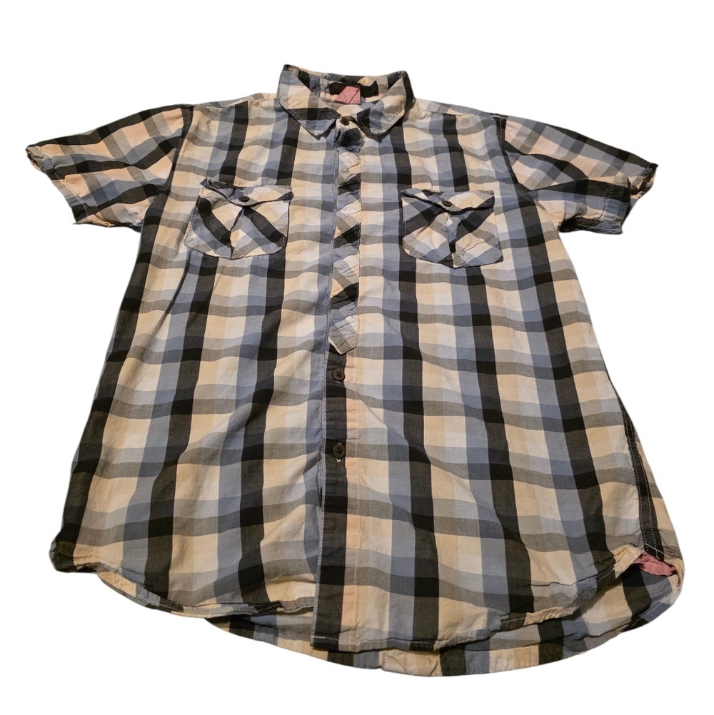 Zanerobe Casual Blue & White Plaid Button Down Shirt Size L EUC